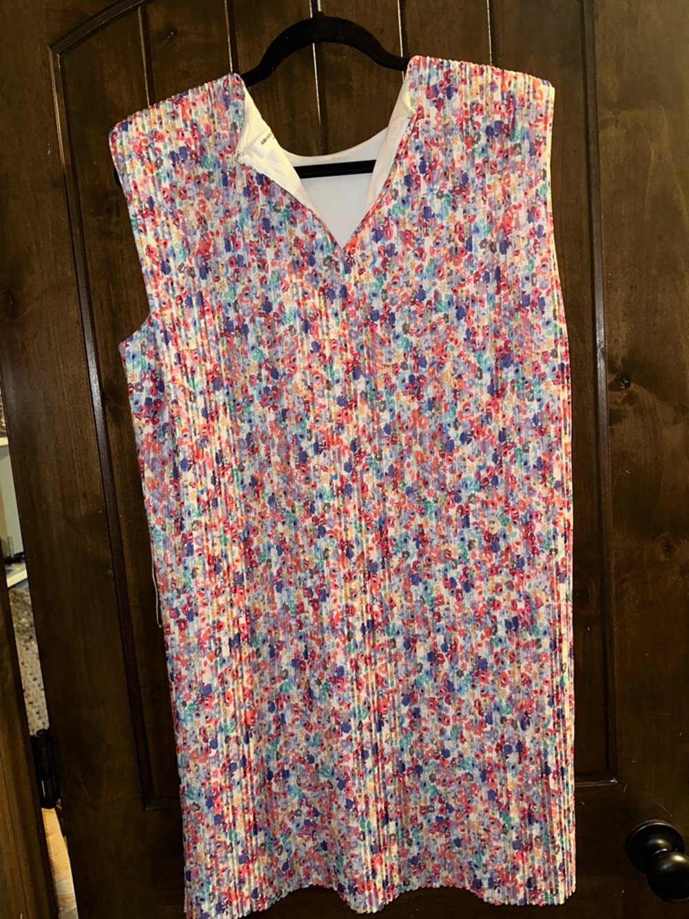 Amanda Uprichard Floral Pleated Mini Dress in White, Pink, Blue - Picture 8 of 9